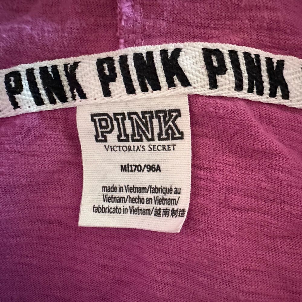 PINK by Victoria Secret light weight logo zip up hoodie with front pocket pink M - Picture 5 of 5